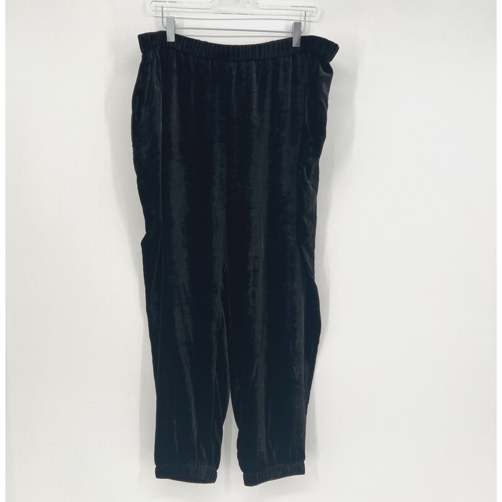 Eileen Fisher Velvet Pants Womens 1X Black Elevated Basic Jogger Simple